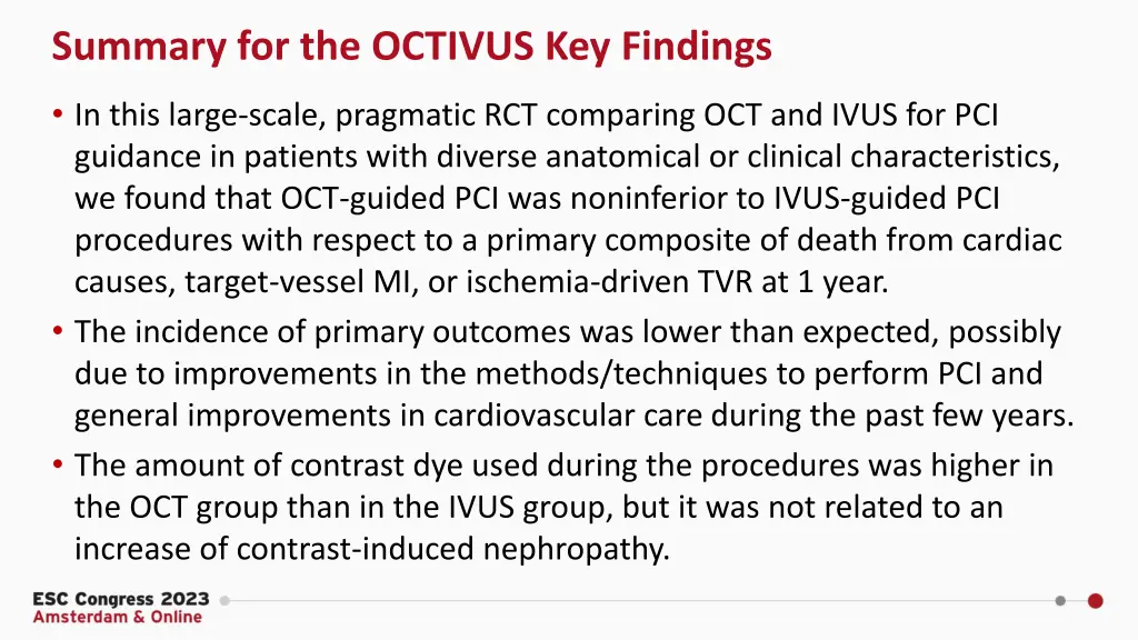 summary for the octivus key findings