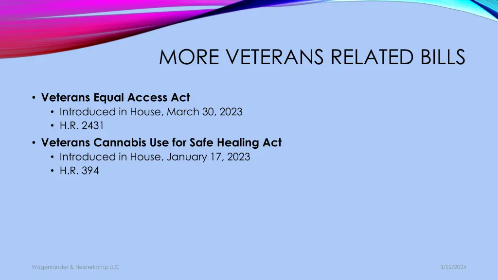 more veterans related bills