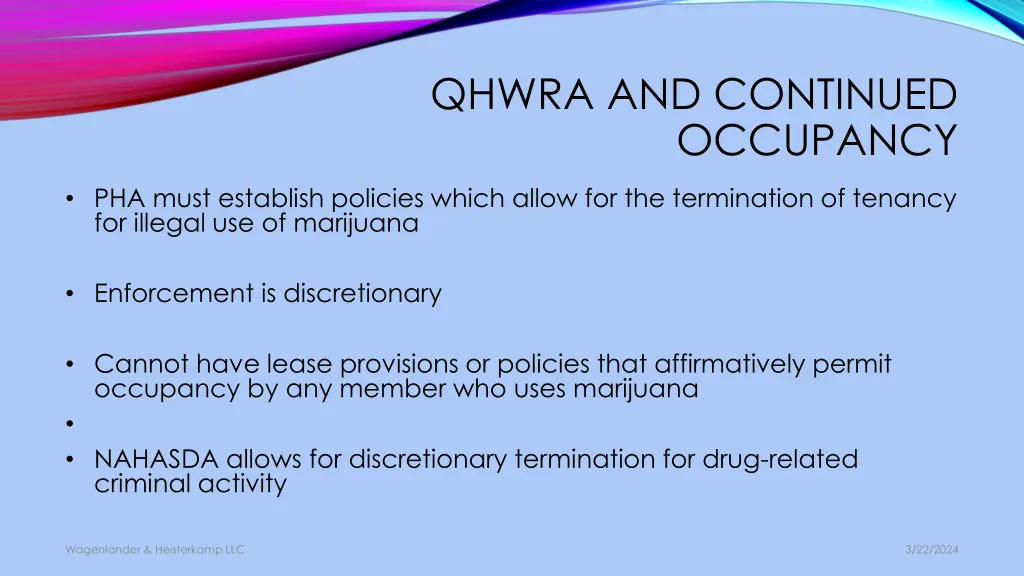 qhwra and continued occupancy