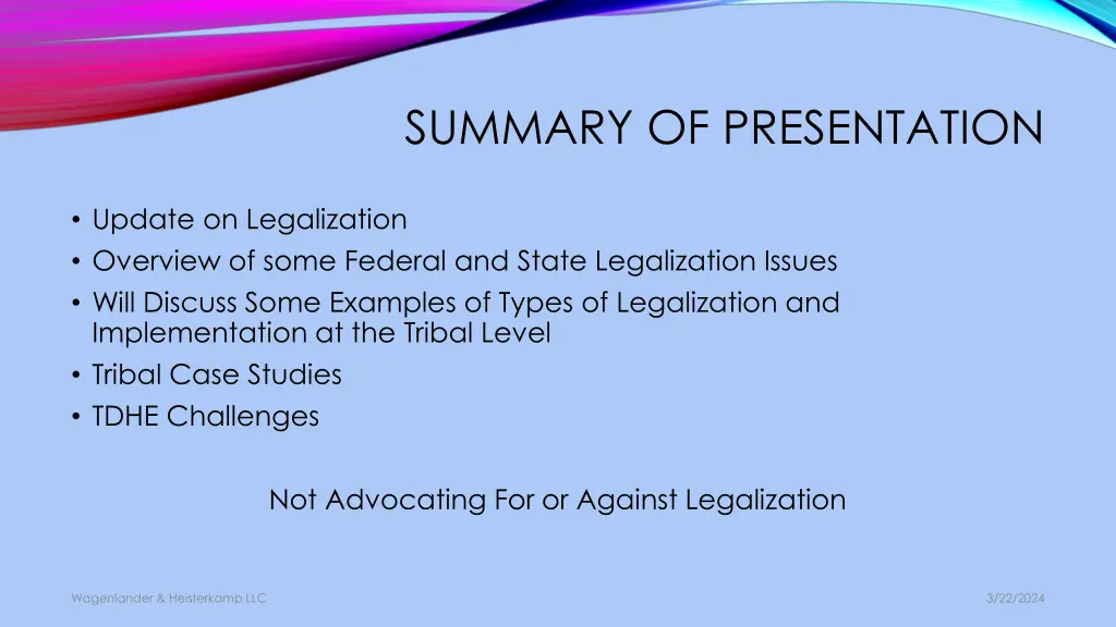 summary of presentation