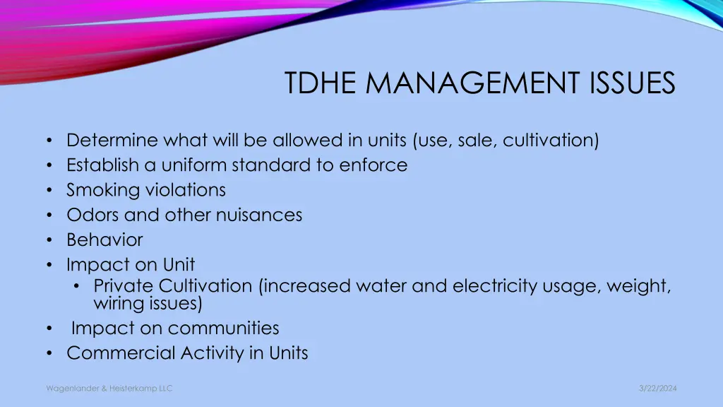 tdhe management issues