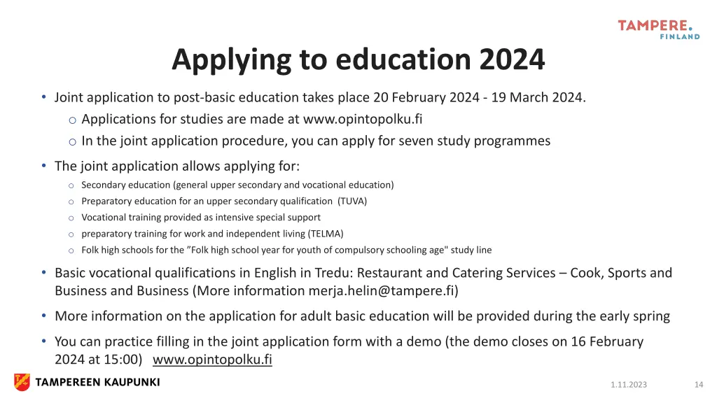applying to education 2024