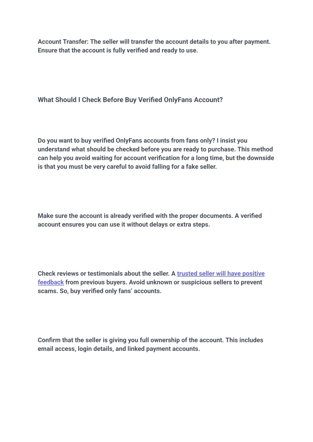 account transfer the seller will transfer