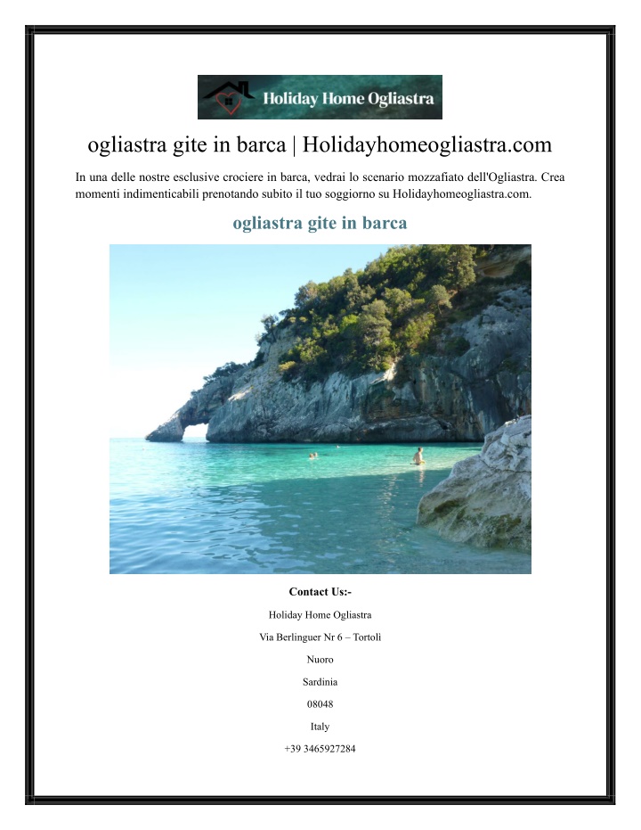 ogliastra gite in barca holidayhomeogliastra com