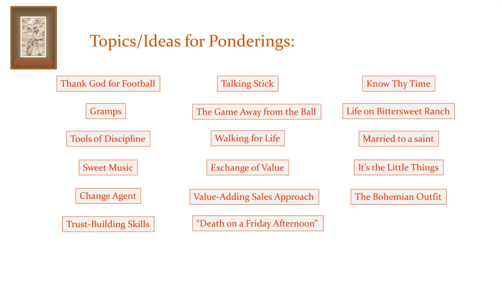 topics ideas for ponderings