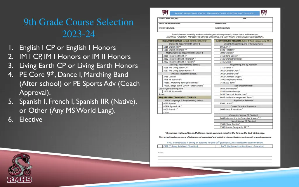 9th grade course selection 2023 24 1 english