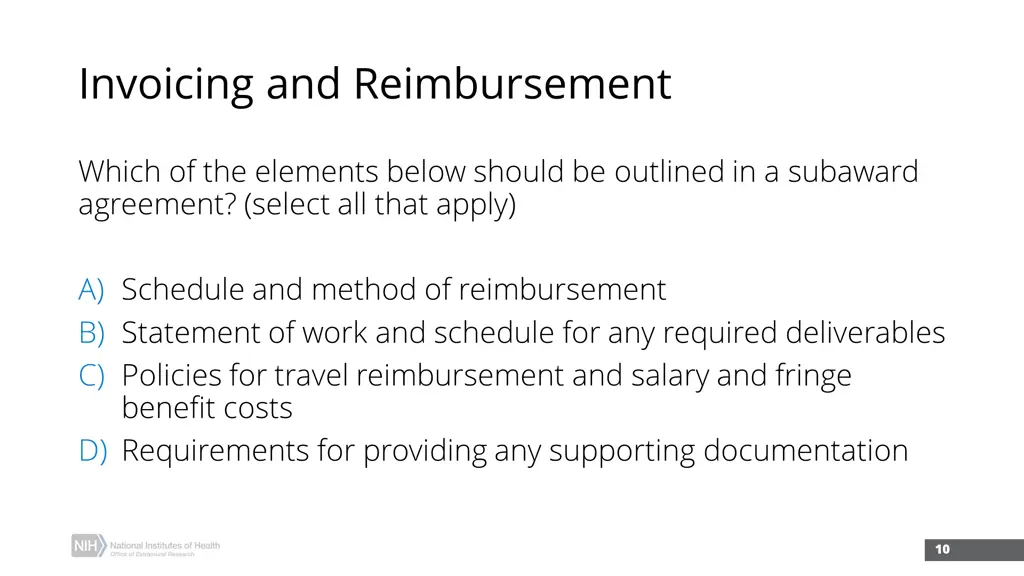 invoicing and reimbursement