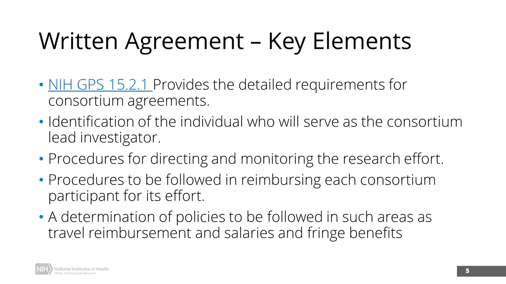 written agreement key elements