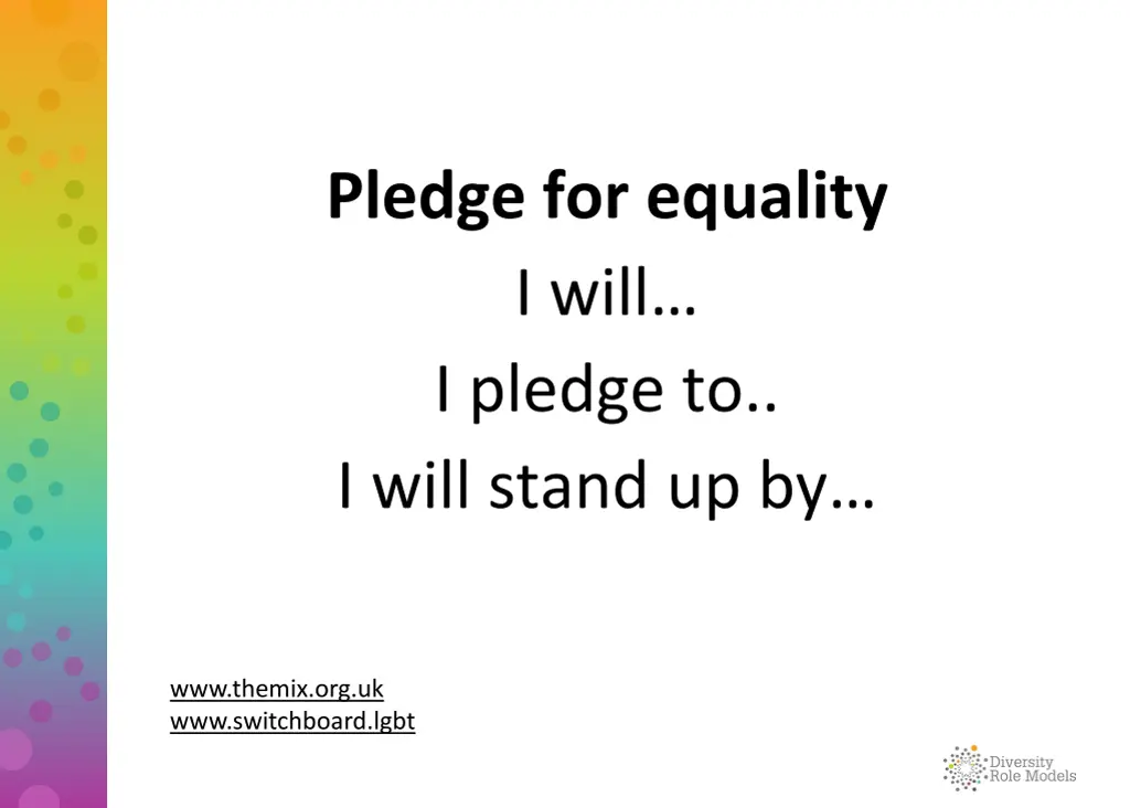 pledge for equality i will i pledge to i will