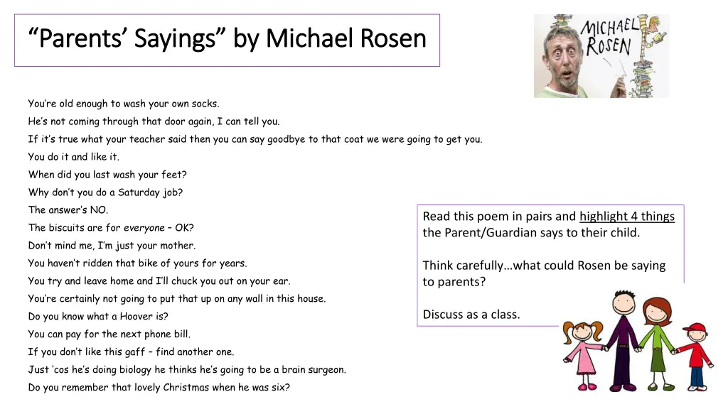 parents sayings by michael rosen parents sayings