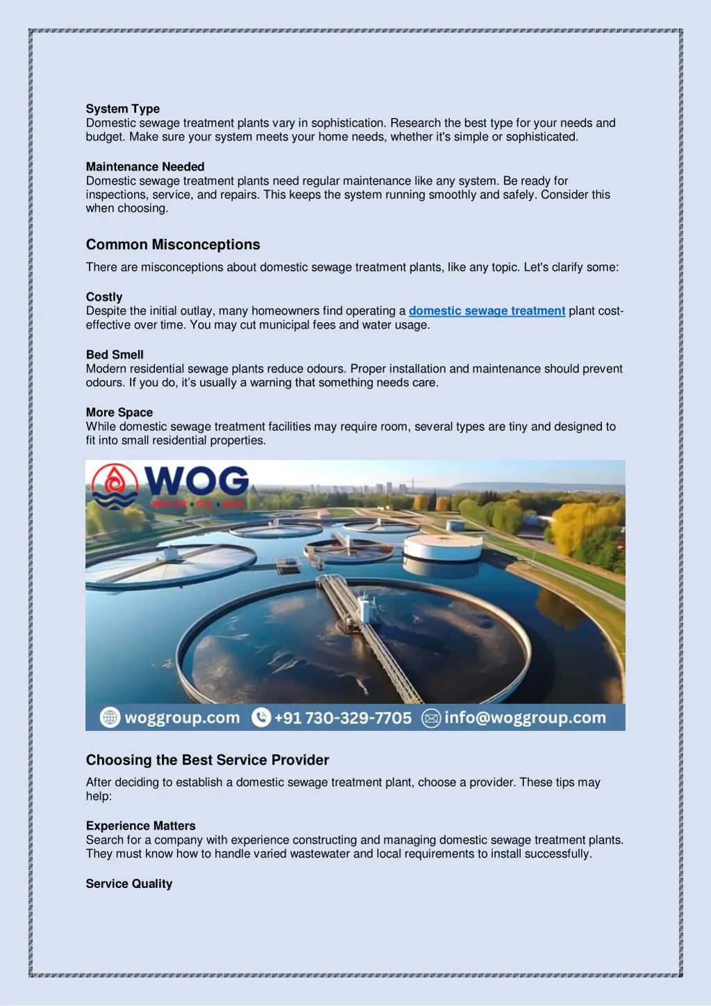 system type domestic sewage treatment plants vary
