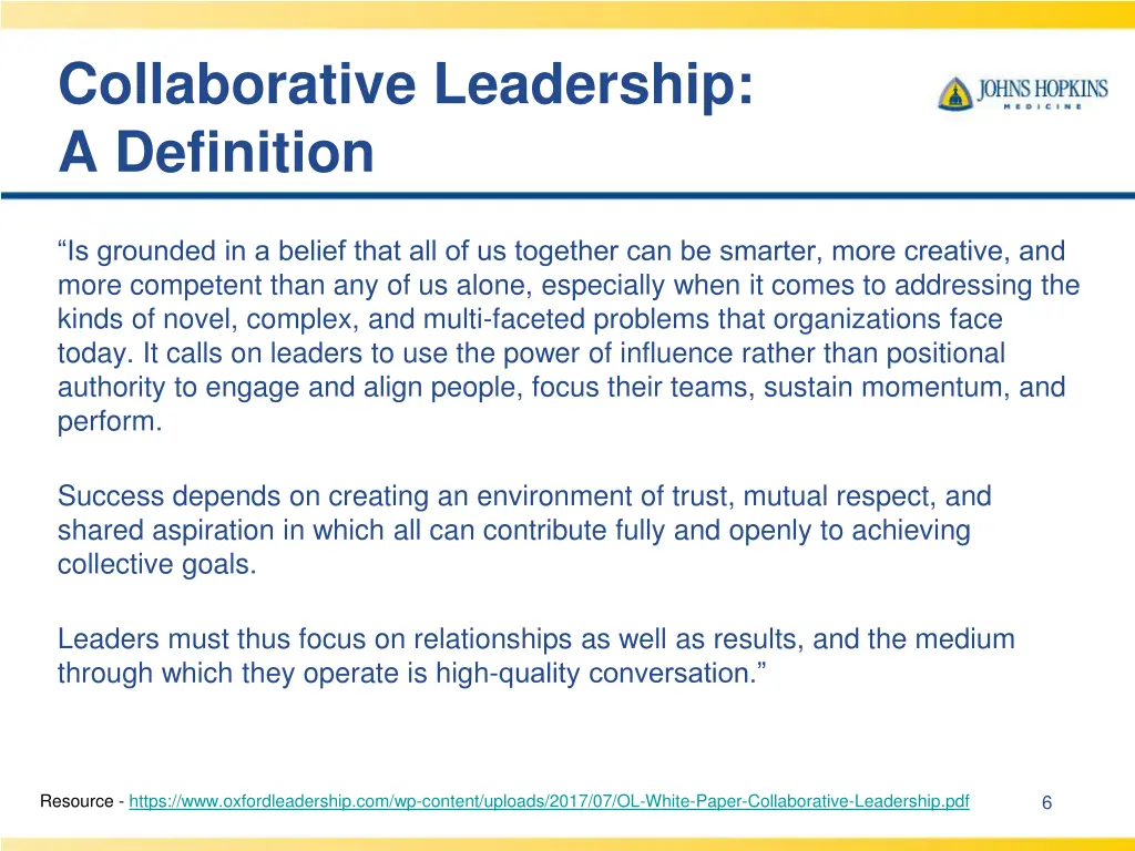 collaborative leadership a definition