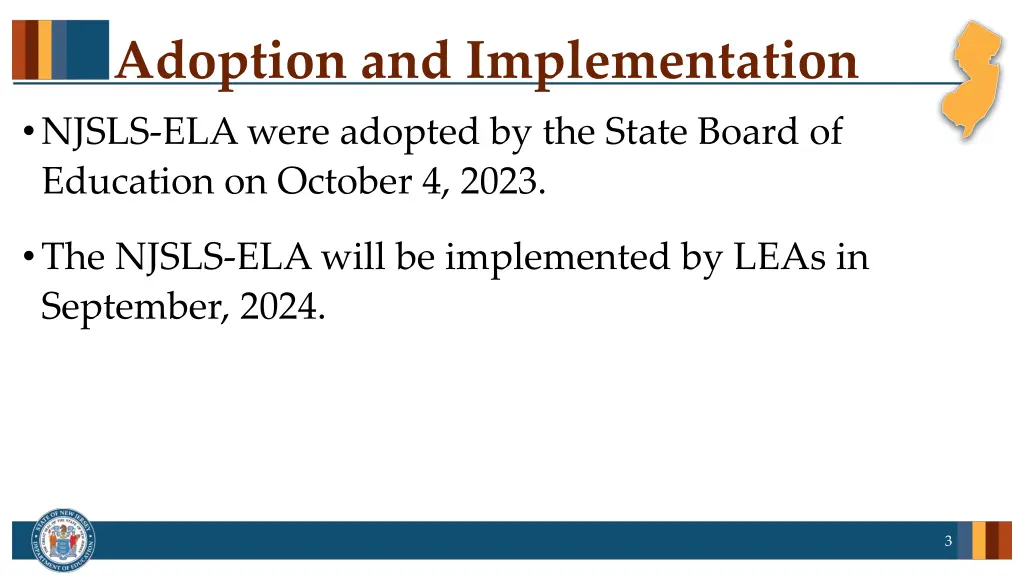 adoption and implementation njsls ela were