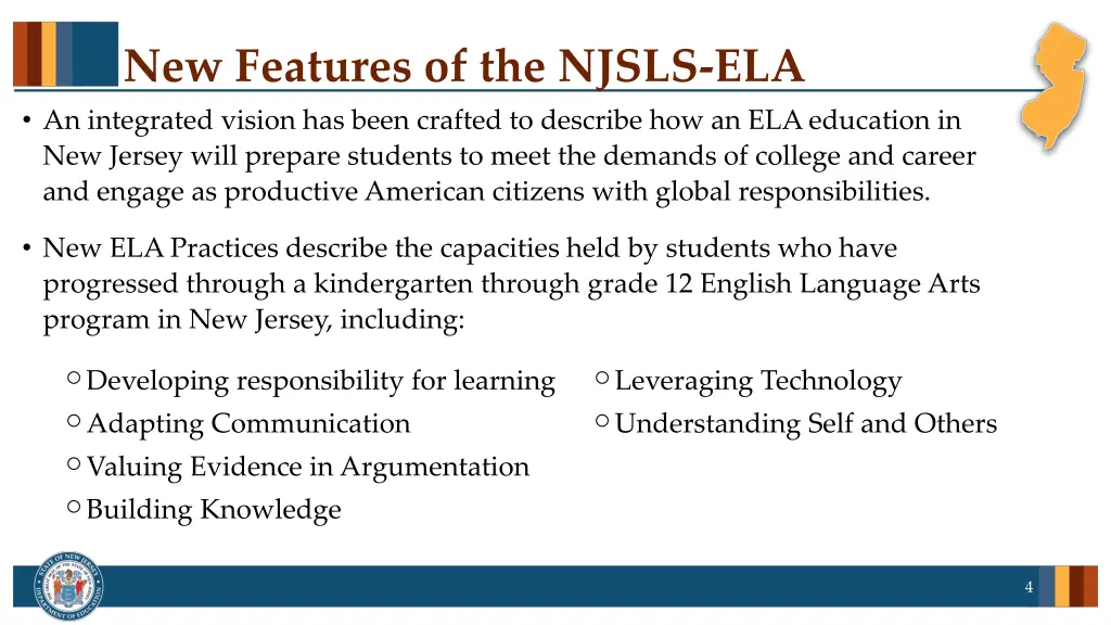 new features of the njsls ela an integrated