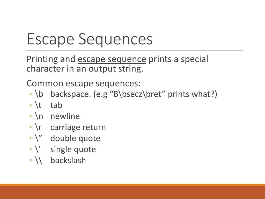escape sequences