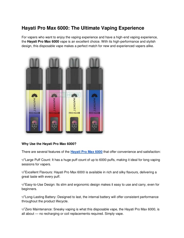 hayati pro max 6000 the ultimate vaping experience