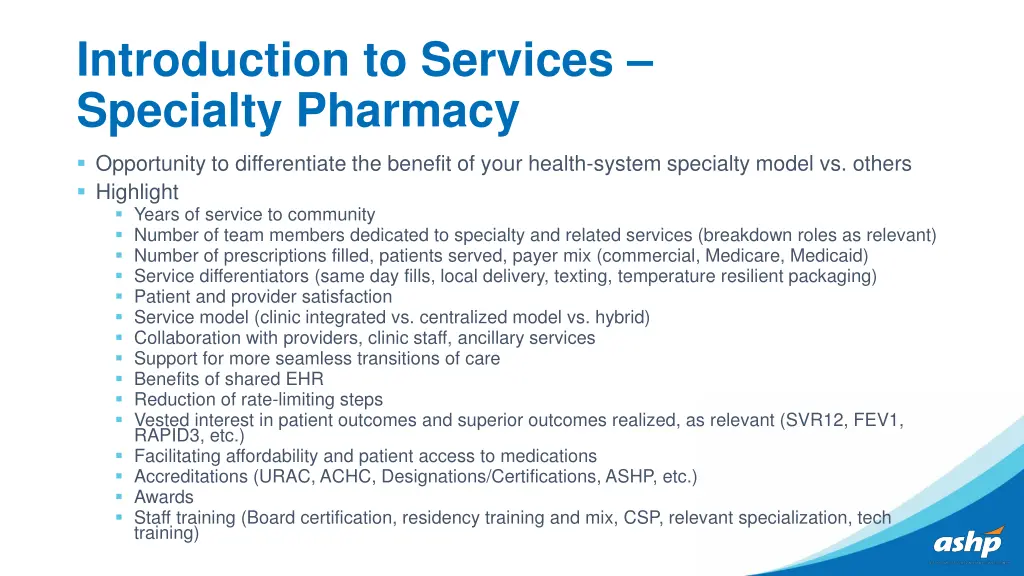 introduction to services specialty pharmacy