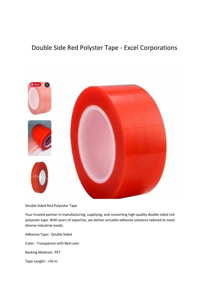 double side red polyster tape excel corporations