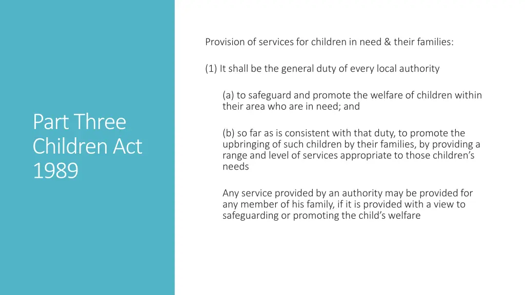 provision of services for children in need their