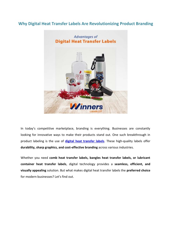 why digital heat transfer labels