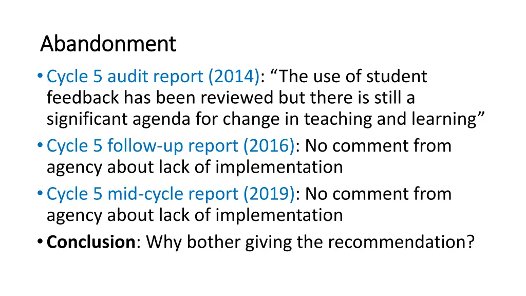 abandonment abandonment cycle 5 audit report 2014