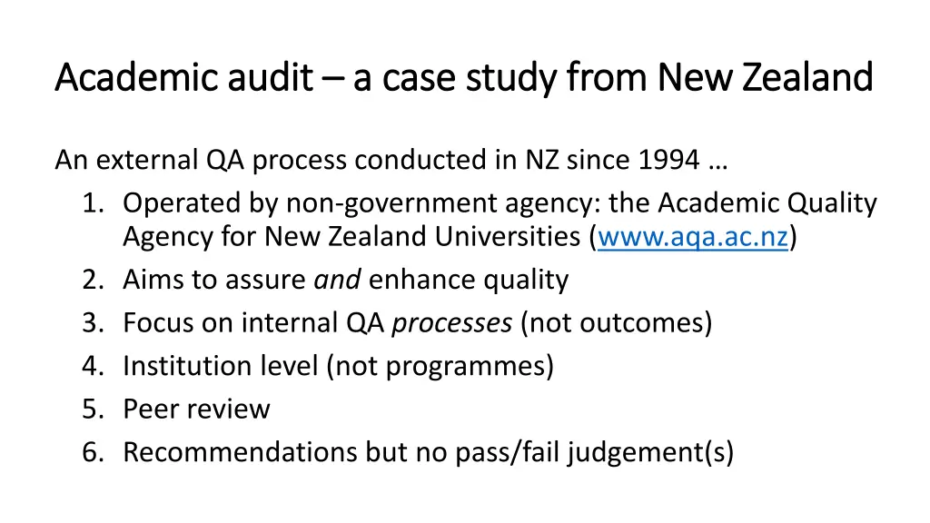 academic audit academic audit a case study from