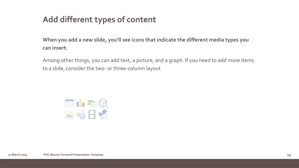 add different types of content