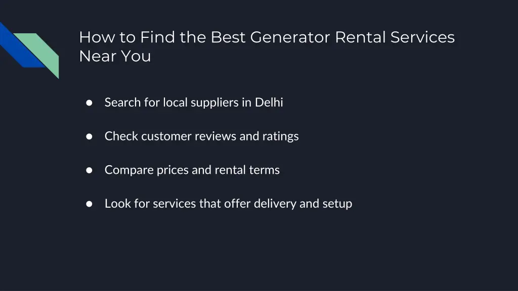 how to find the best generator rental services
