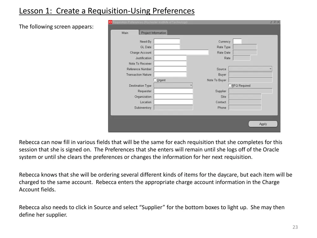 lesson 1 create a requisition using preferences 1