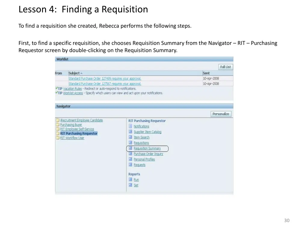 lesson 4 finding a requisition