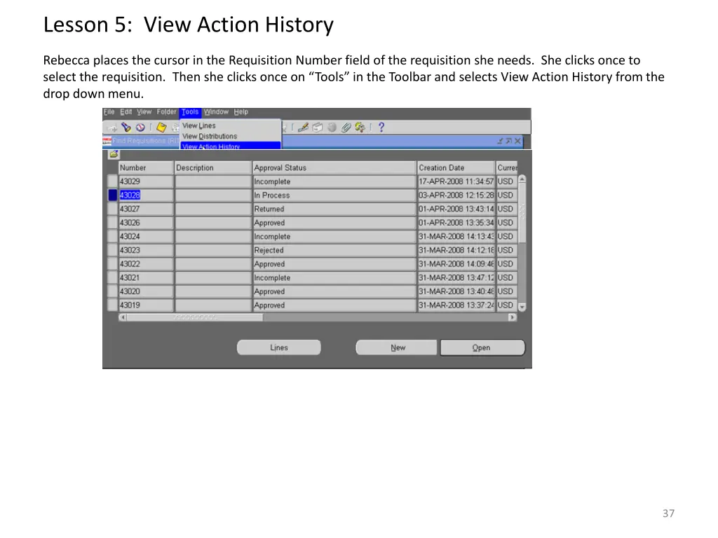 lesson 5 view action history 1