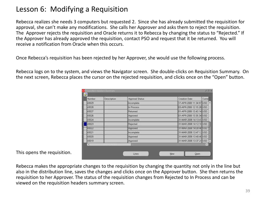 lesson 6 modifying a requisition