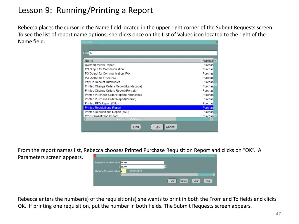 lesson 9 running printing a report 1