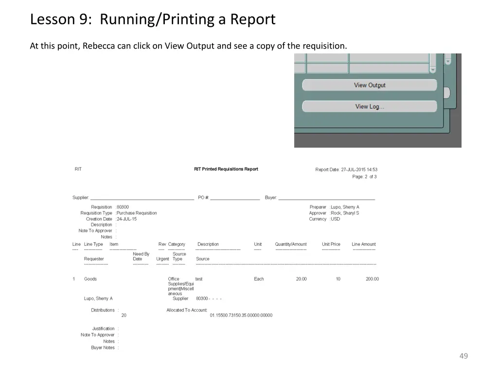 lesson 9 running printing a report 3