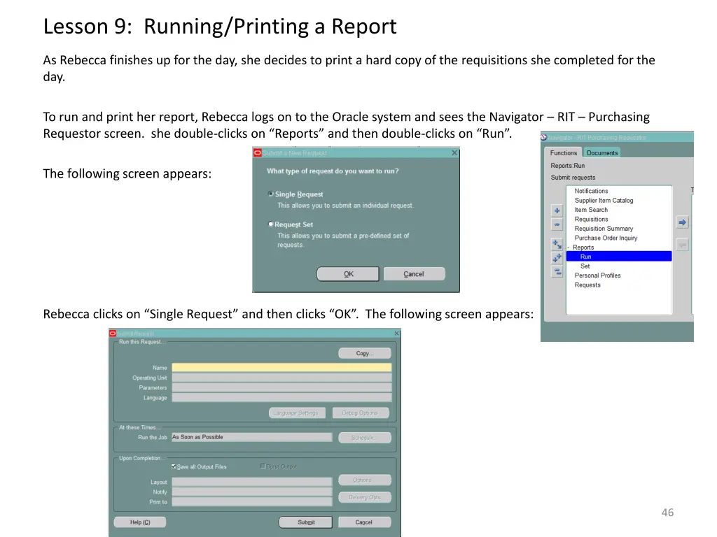 lesson 9 running printing a report