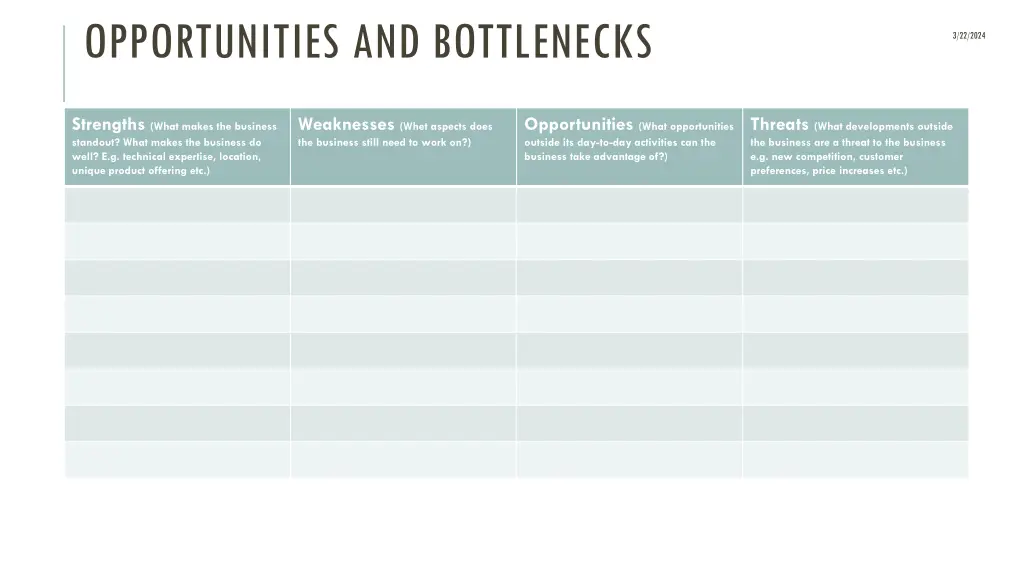 opportunities and bottlenecks