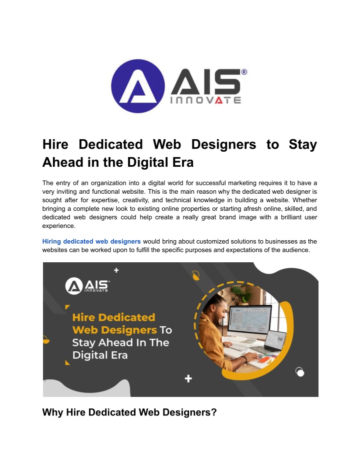 hire dedicated web designers to stay ahead