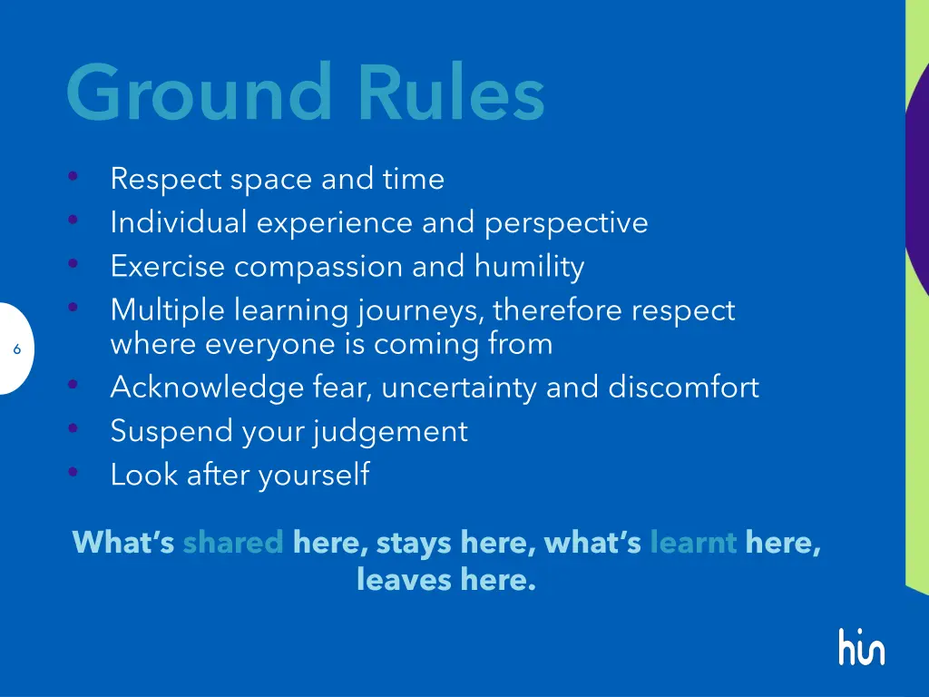 ground rules respect space and time individual