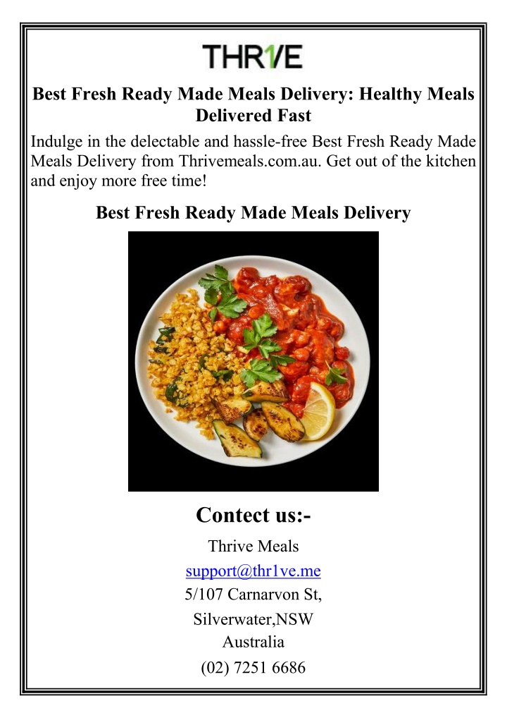 best fresh ready made meals delivery healthy