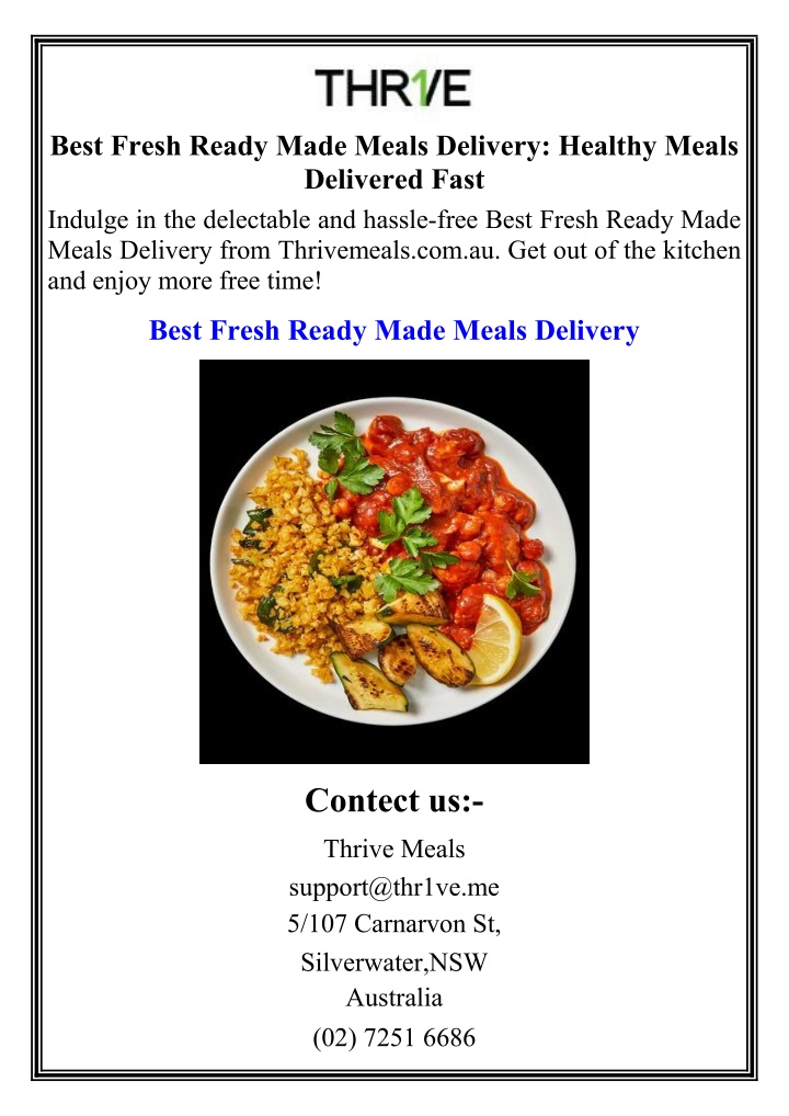 best fresh ready made meals delivery healthy