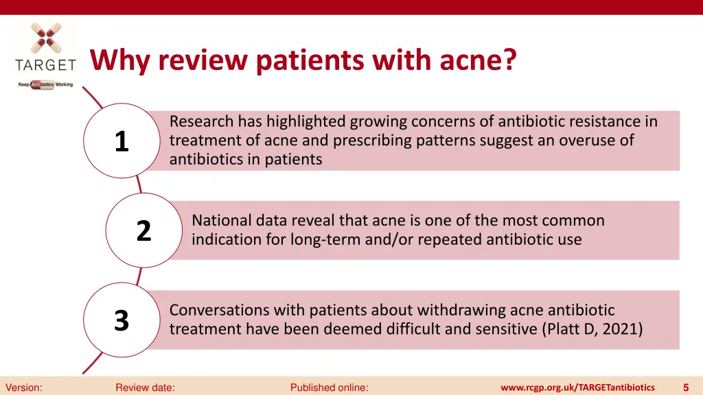 why review patients with acne