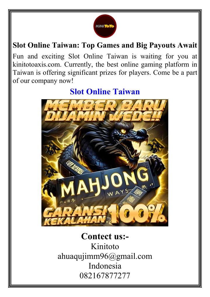 slot online taiwan top games and big payouts
