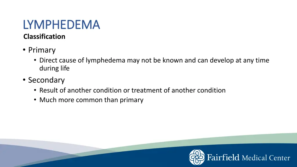 lymphedema lymphedema classification primary