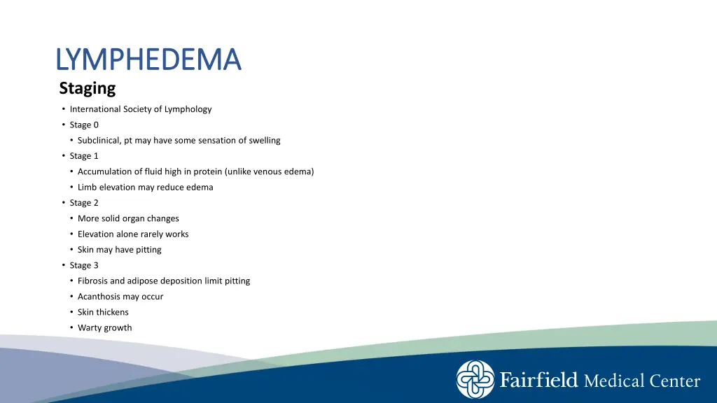 lymphedema lymphedema staging