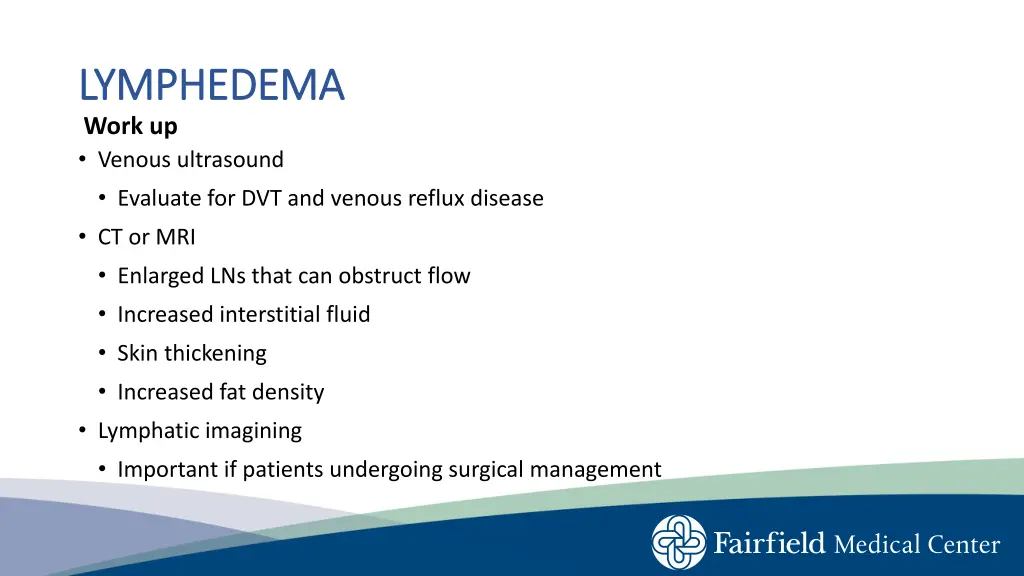 lymphedema lymphedema work up venous ultrasound