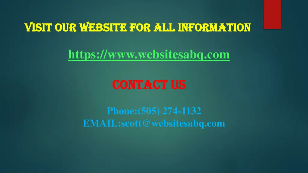 visit our website for all information visit