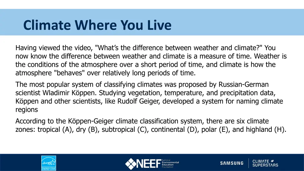 climate where you live