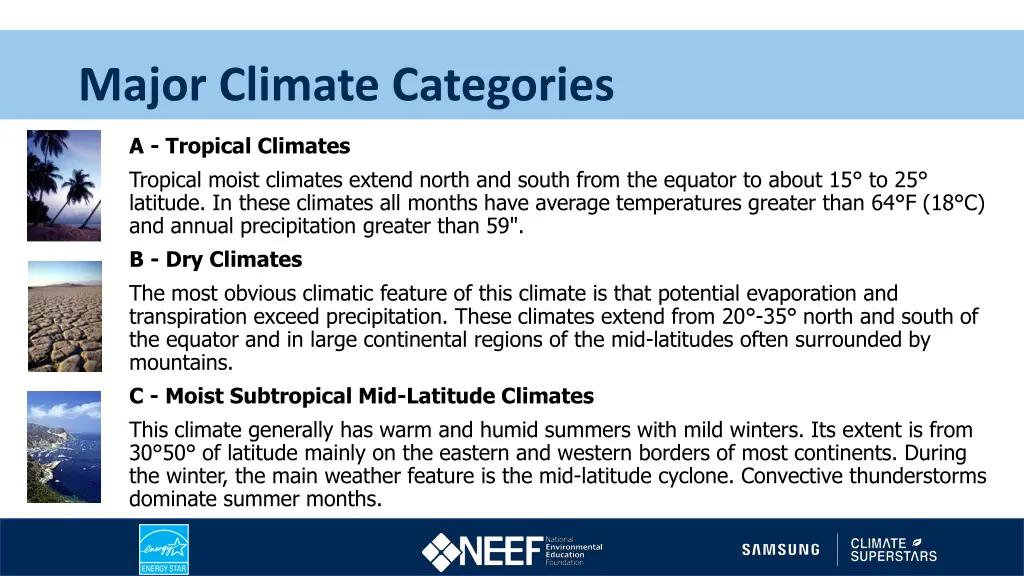 major climate categories