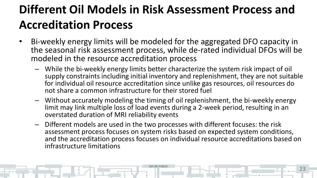 different oil models in risk assessment process