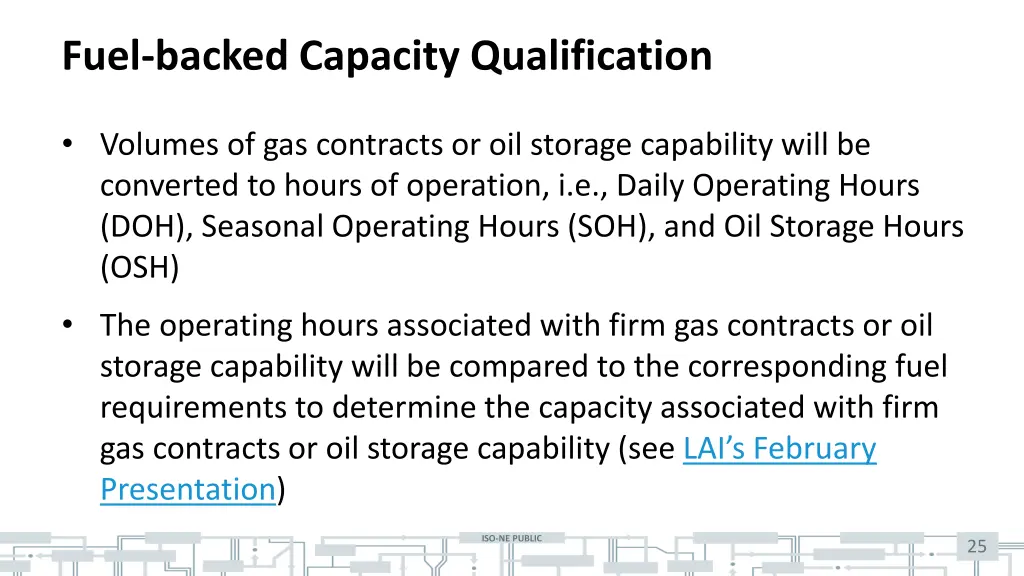 fuel backed capacity qualification